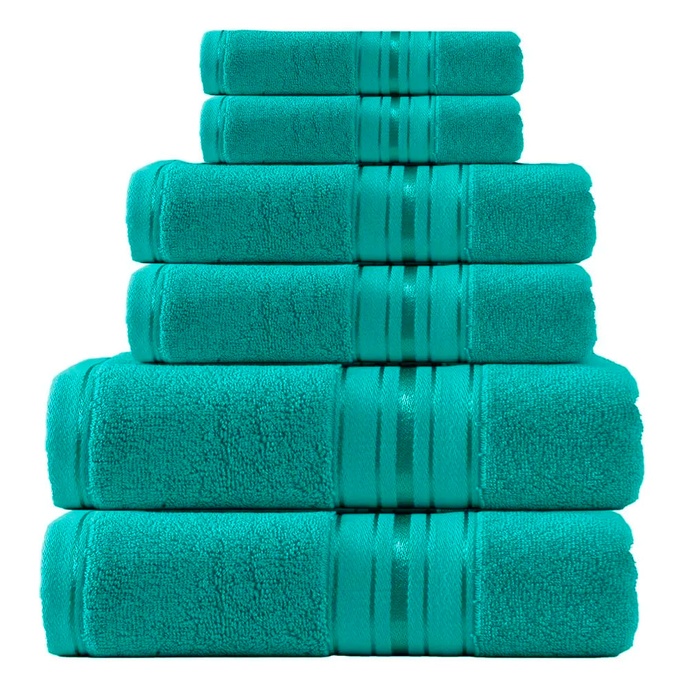 Luxury Cotton Six Piece Absorbent Bath Towel Set Collection