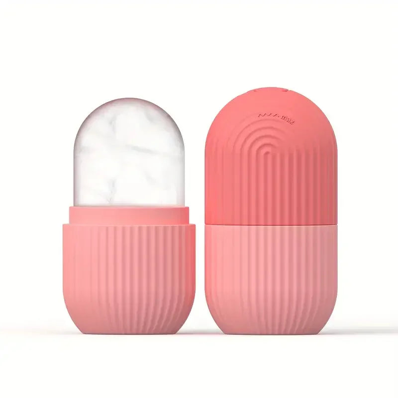 Pink Silicone Cooling Ice Roller Facial Massager