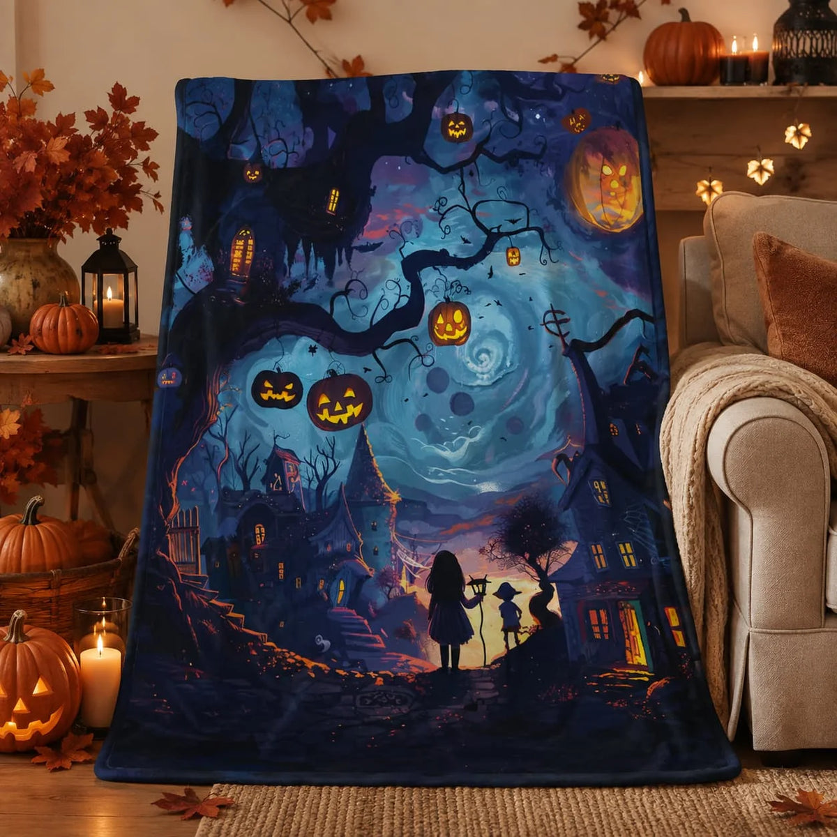 Halloween Printed Throw Blanket For Cozy Seasonal Home Decor