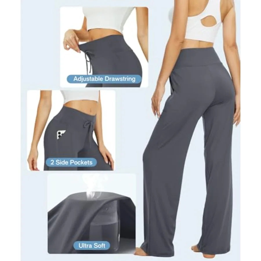 3 Pack Women's Wide Leg Pants with Pockets