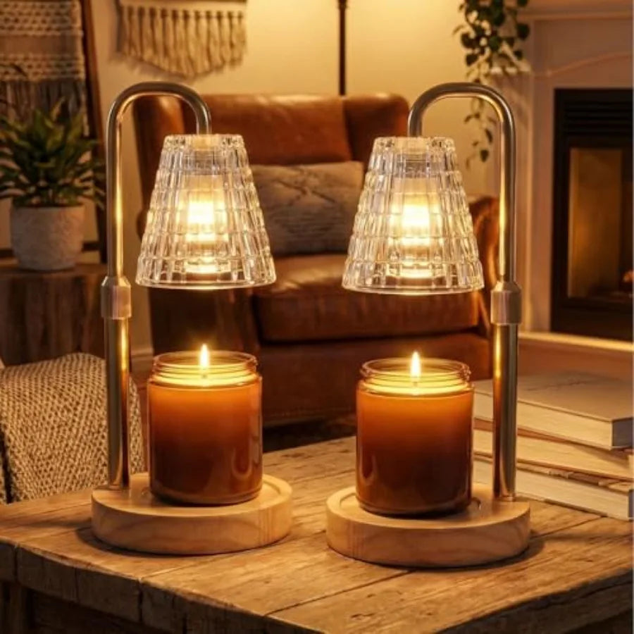 2 Pack Candle Warmer Lamp with Timer, Dimmable Adjustable Height Candle Heater Birthday Gifts for Women Mom Sister Friends, Hou