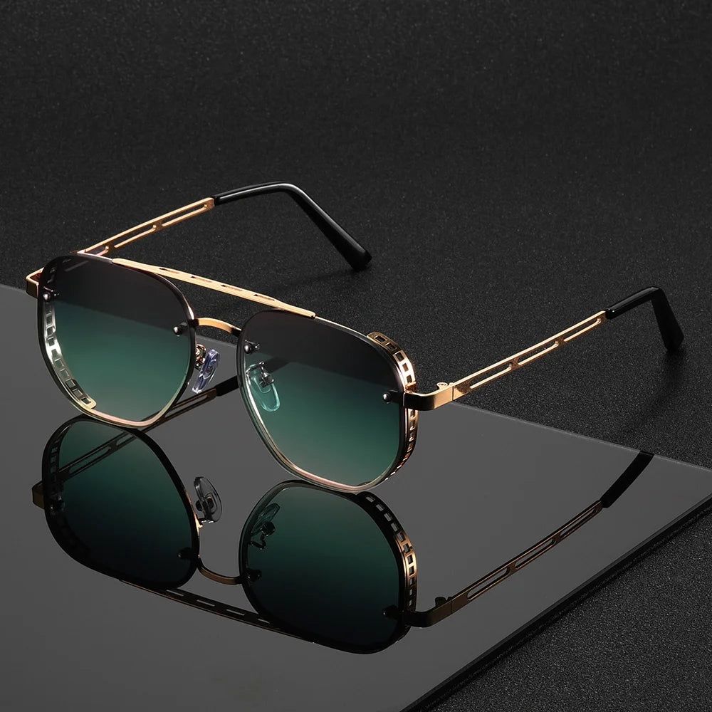 Classic and fashionable double-beam metal sunglasses, high-end, simple and versatile Sun Glasses for Men or Women