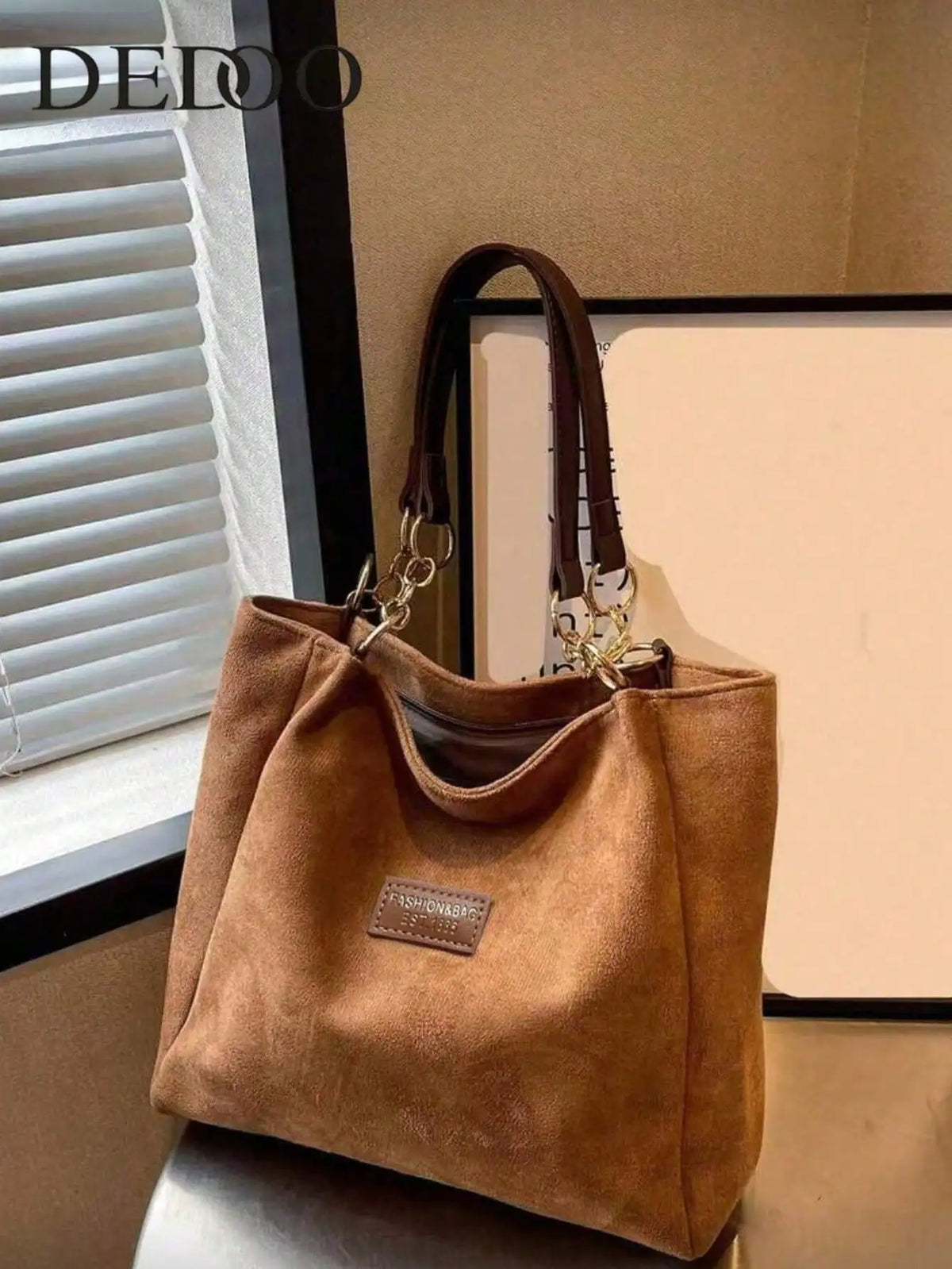 Faux Suede Tote Bag