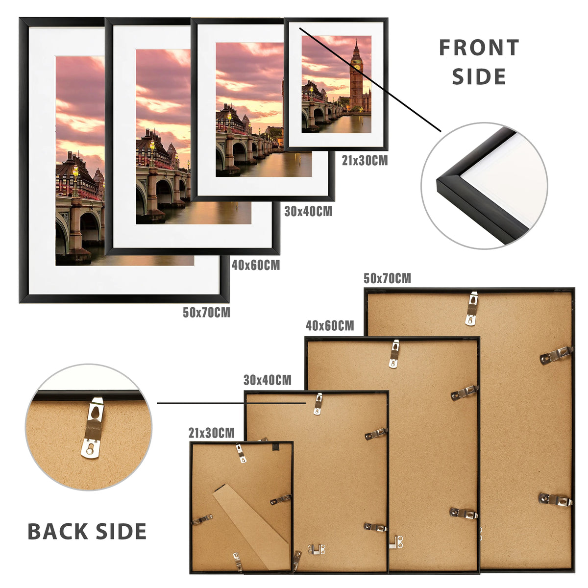 Modern Aluminum Multi Picture Frame Set for Home Gallery Display