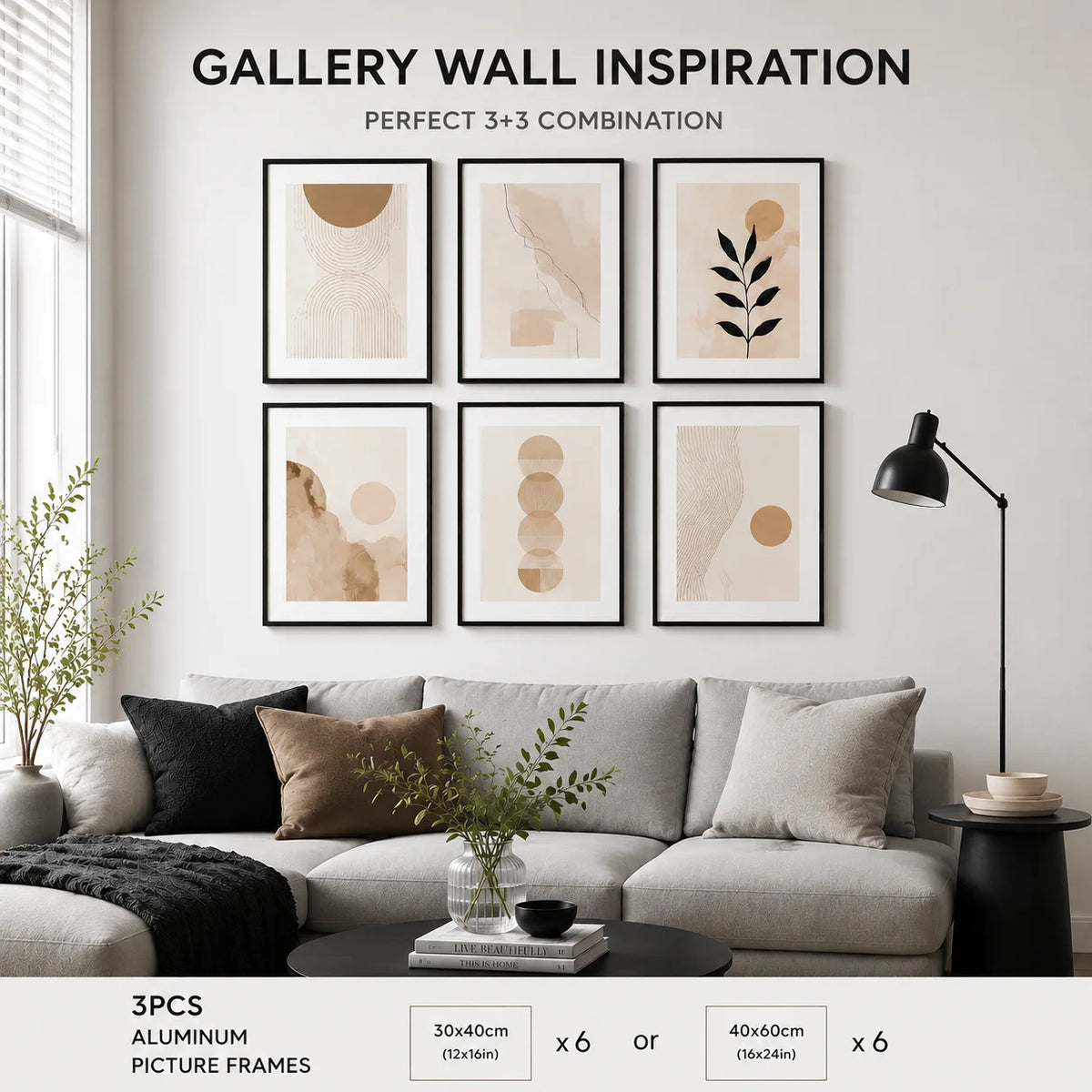 Modern Aluminum Multi Picture Frame Set for Home Gallery Display
