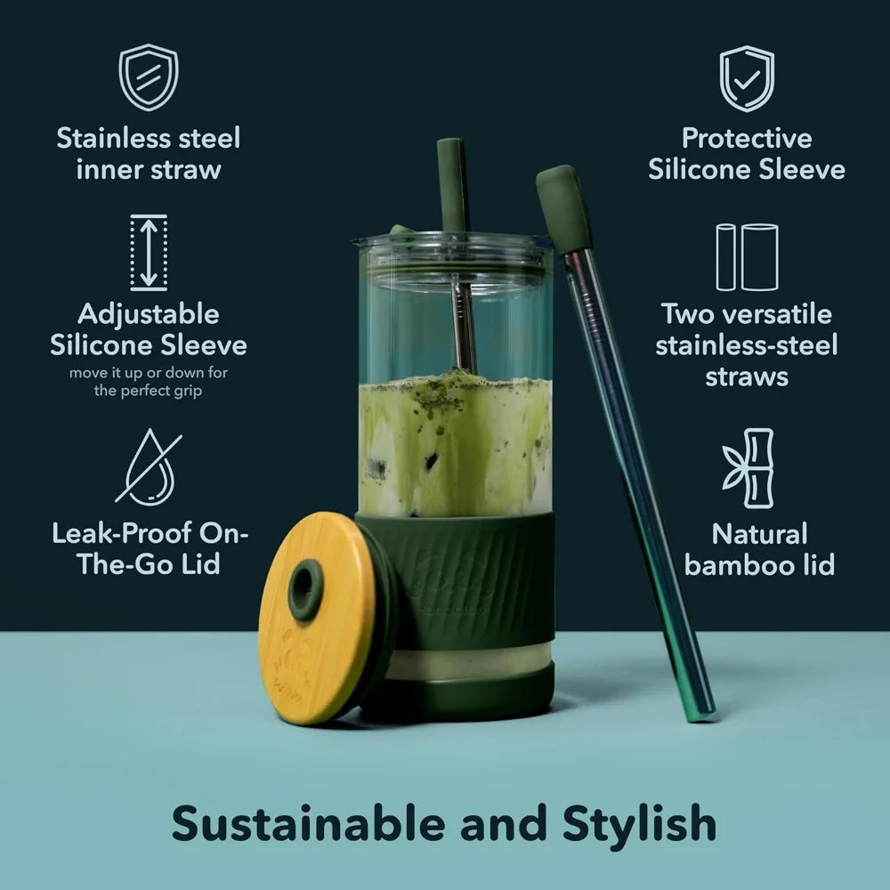 Glass Tumbler With Lid And Straw