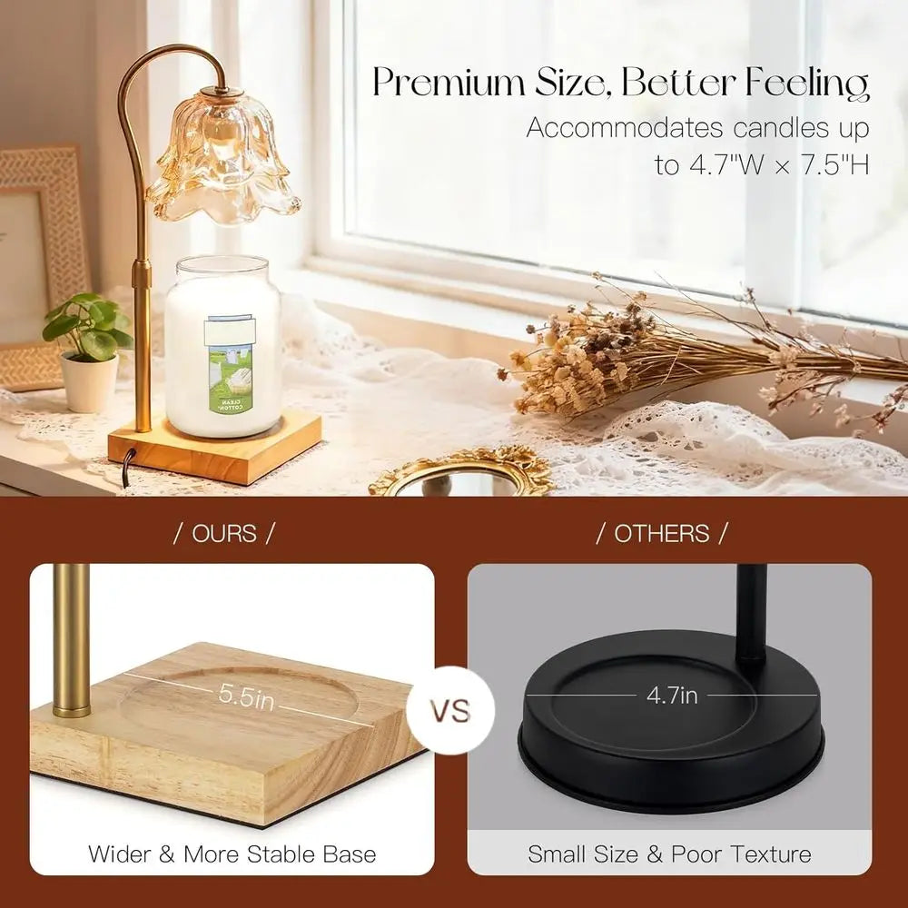 Candle Warmer Lamp with Timer: Gold Candle Lamps Height Adjustable Wax Melt House Warming Gifts New Home Decor Mothers Day Birth