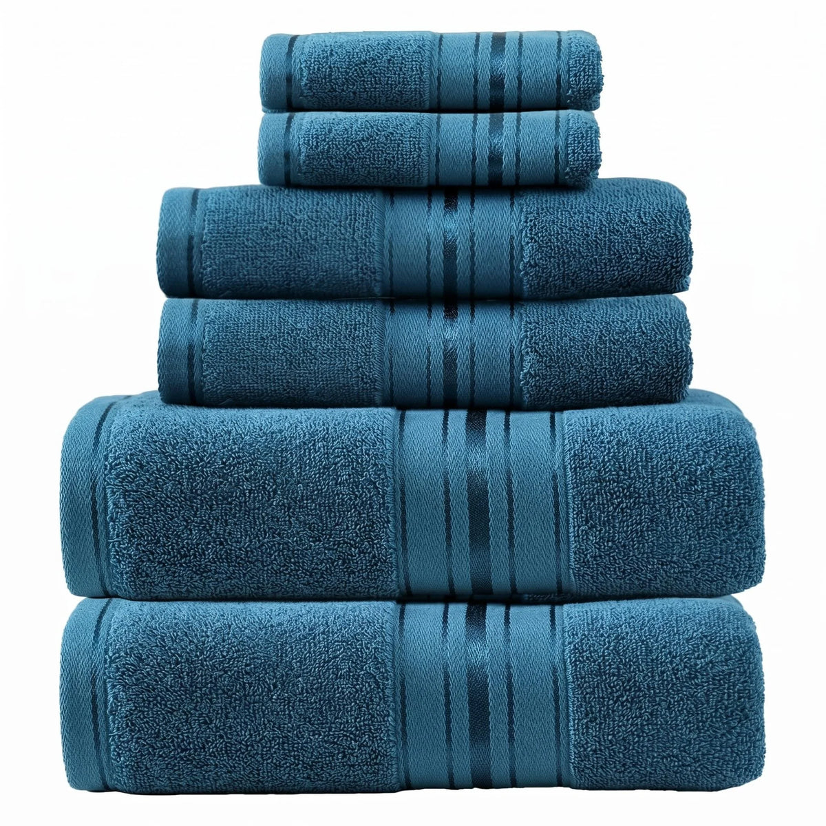 Luxury Cotton Six Piece Absorbent Bath Towel Set Collection