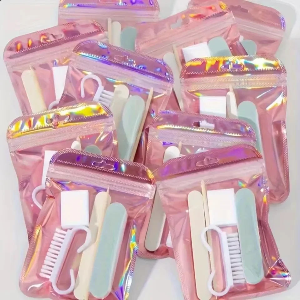 1Pack Mini Manicure Pedicure Set With Nail File And Orange Wood Stick Portable Household Travel Nail Care Supply