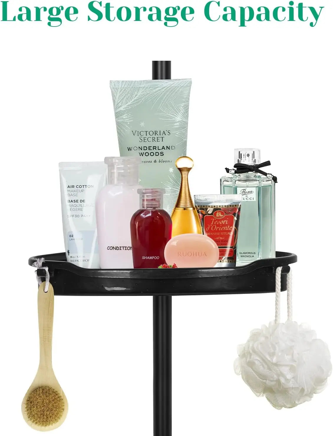 4 Tier Corner Shower Caddy Tension Pole Rust Proof