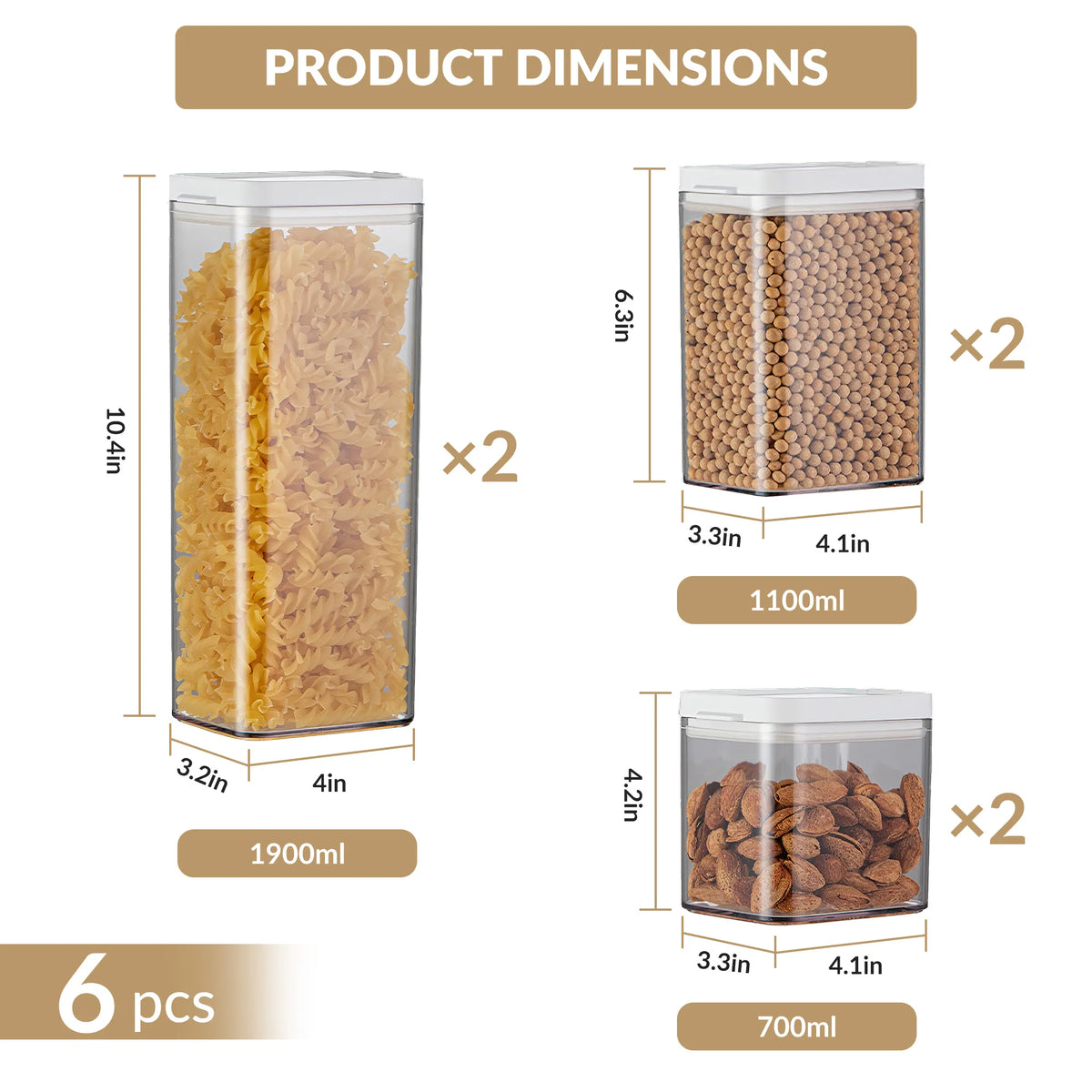 6pcs Set Airtight Food Storage Containers