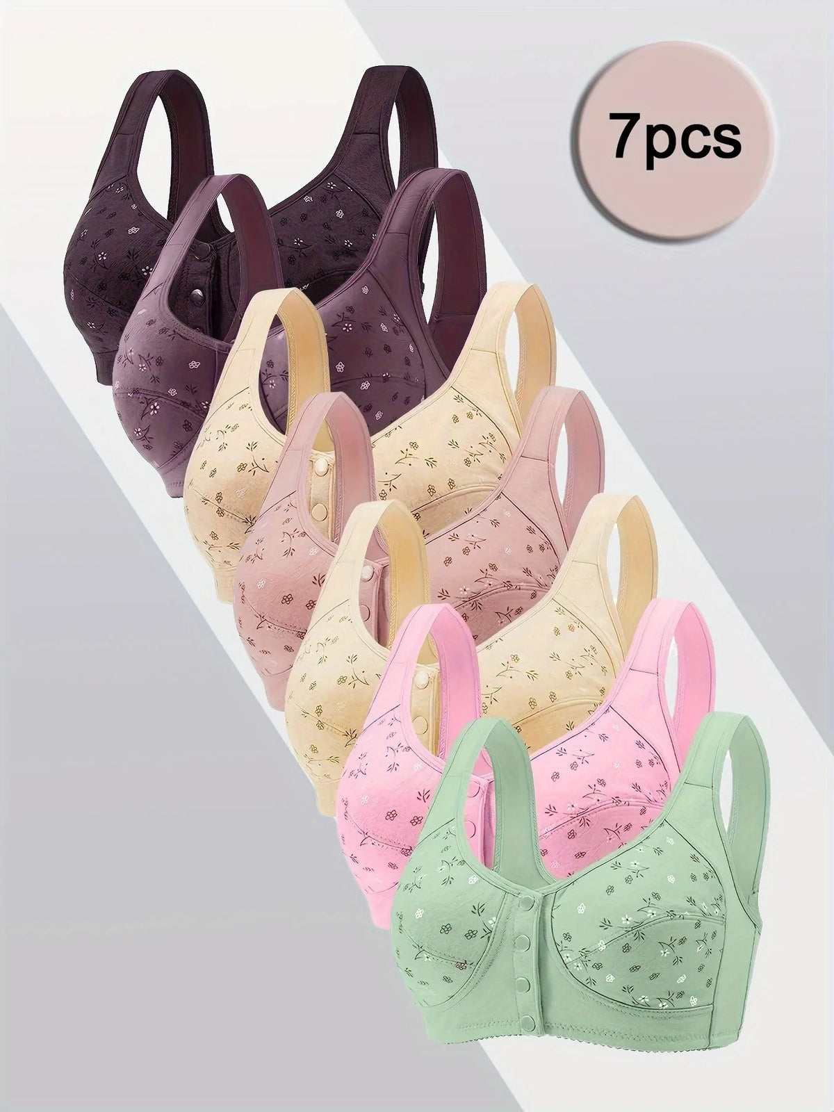 Women's Seamless Push Up Padded Lace Bras Seven Piece Set
