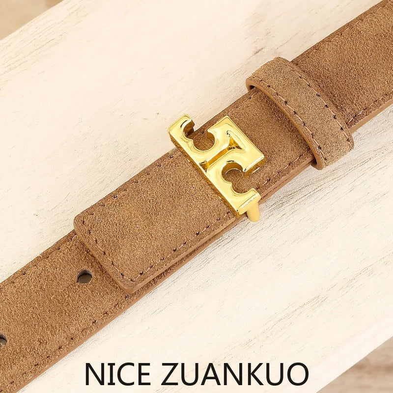 ZUANKUO Women's Genuine Suede Leather Belt For Everyday Wear