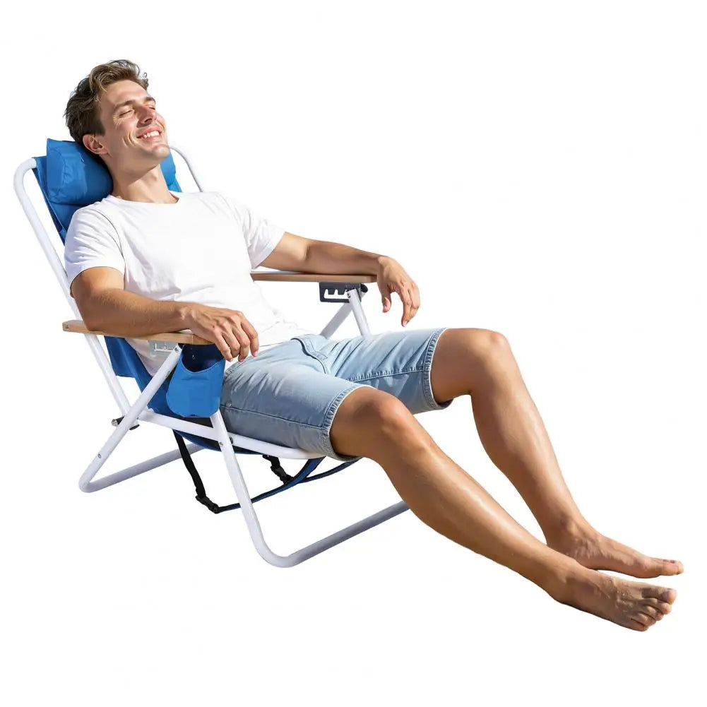 Backpack Beach Chair Folding With Cup Holder Headrest 4 Positions
