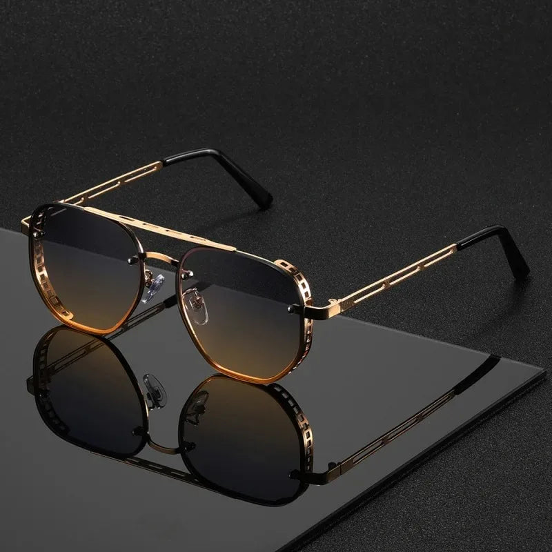 Classic and fashionable double-beam metal sunglasses, high-end, simple and versatile Sun Glasses for Men or Women