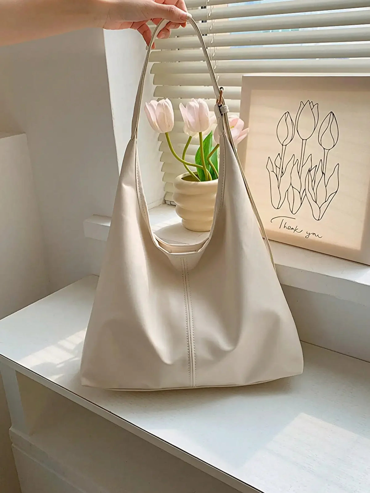 Large Capacity Solid Color Women's Shoulder Bag