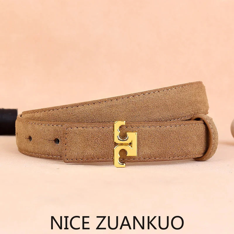 ZUANKUO Women's Genuine Suede Leather Belt For Everyday Wear