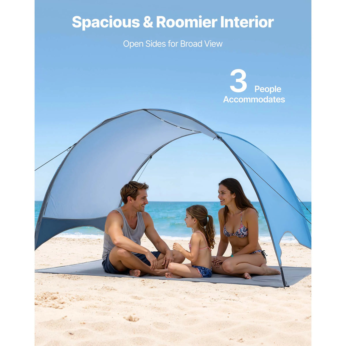 Beach Tent Sun Shelter for 3/4 Person UPF 50+