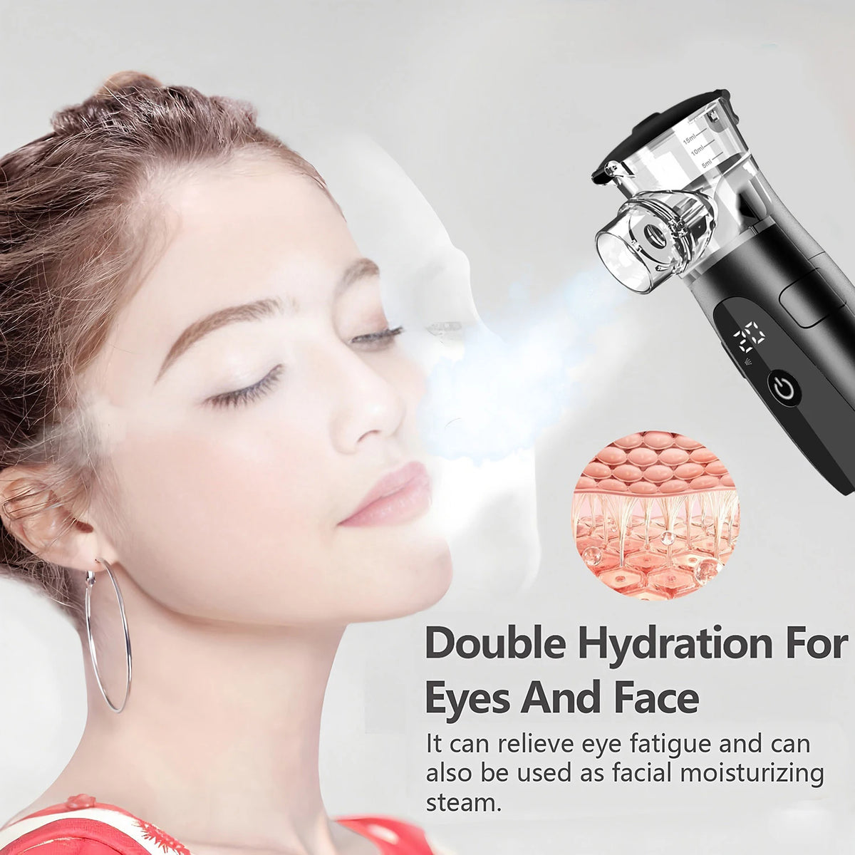 Mini Nebulizer Facial Steamer Silent Handheld Mist Sprayer Relieve Fatigue Dry Face Humidifier Skincare 3 Levels Auto Cleaning Portable for Kids