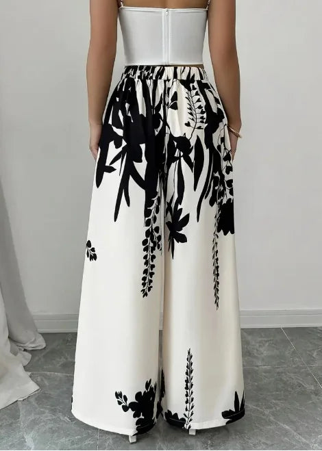 Floral Print Wide Leg Casual Pants