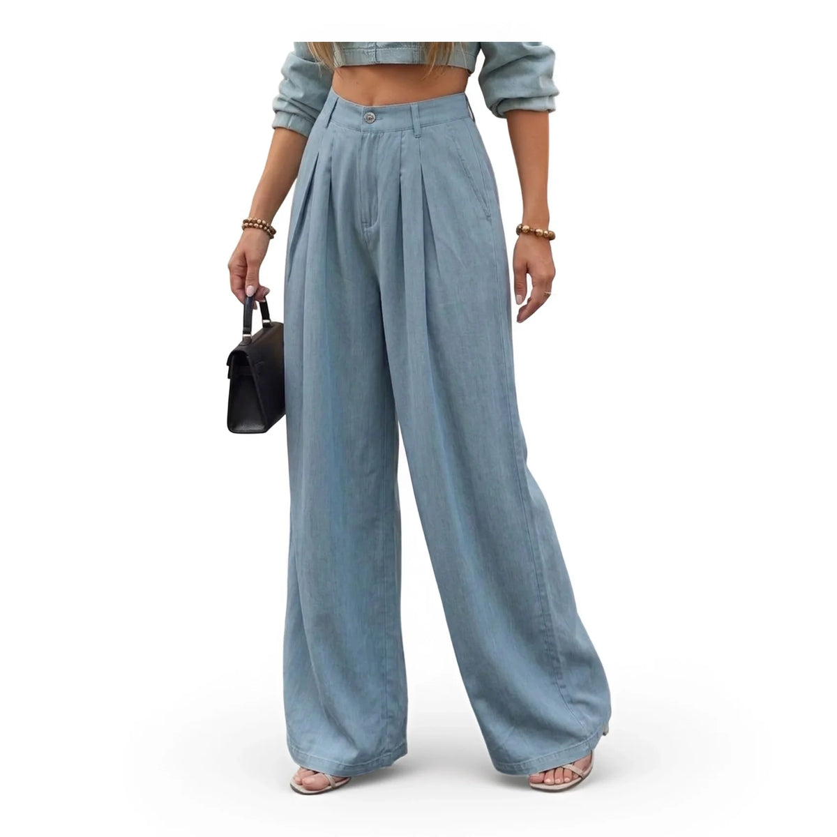 Women's High Waist Pleated Wide Leg Pants