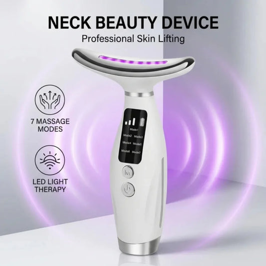 Neck Face Lifting Massager 7 Colors Light LED Photon Therapy Skin Tighten Wrinkle Remove Heating Vibration Massage Beauty Device