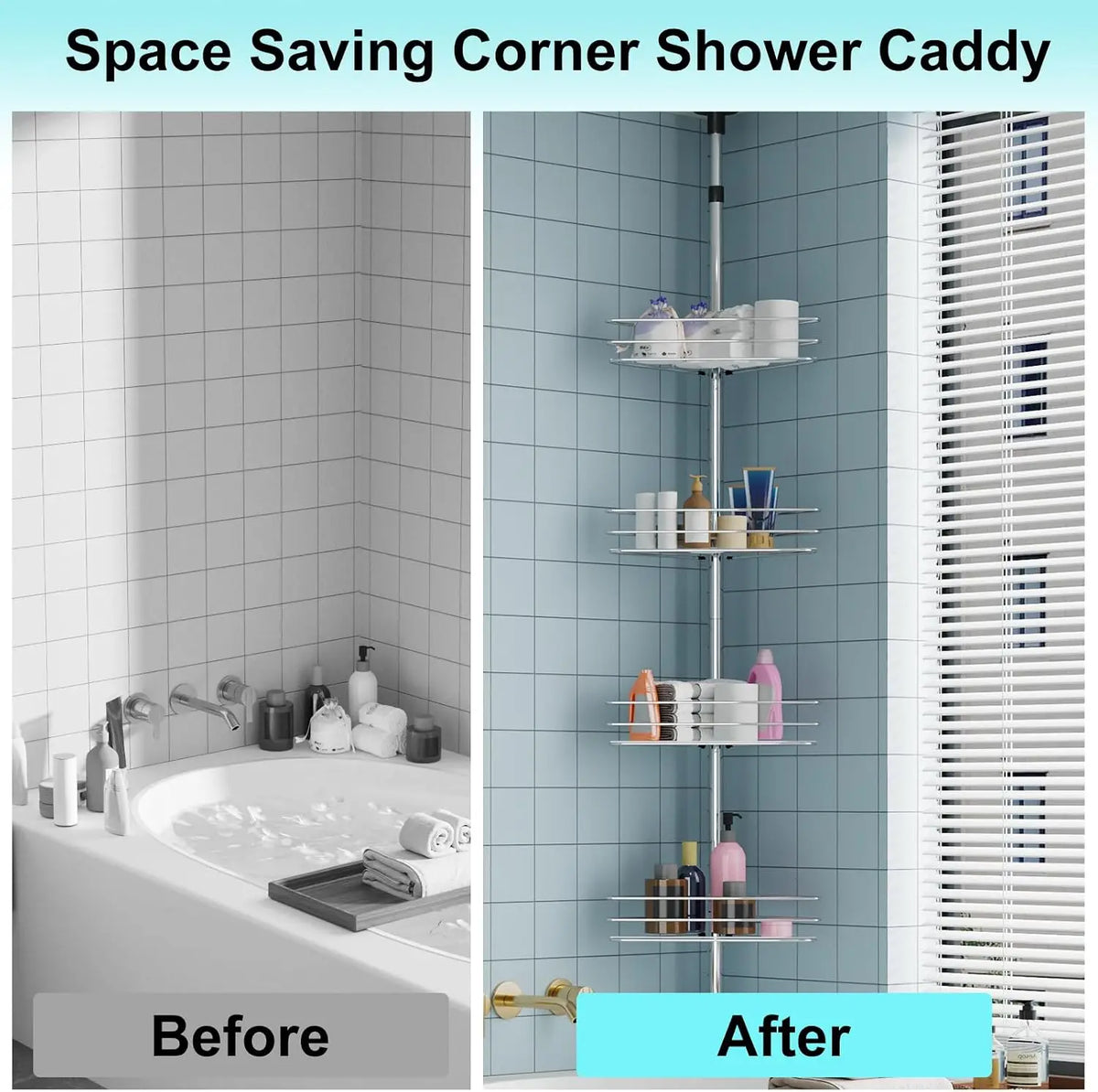 Bathroom Corner Shower Tension Pole Rust Proof