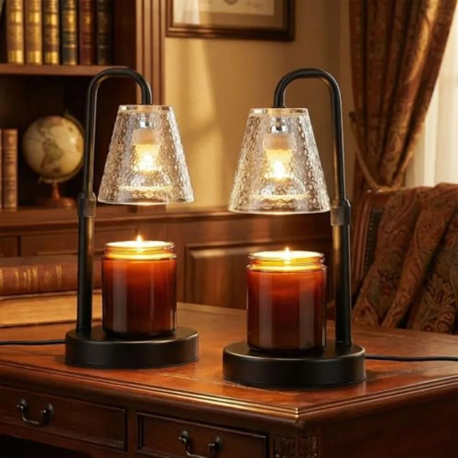 2 Pack Candle Warmer Lamp with Timer, Dimmable Adjustable Height Candle Heater Birthday Gifts for Women Mom Sister Friends, Hou