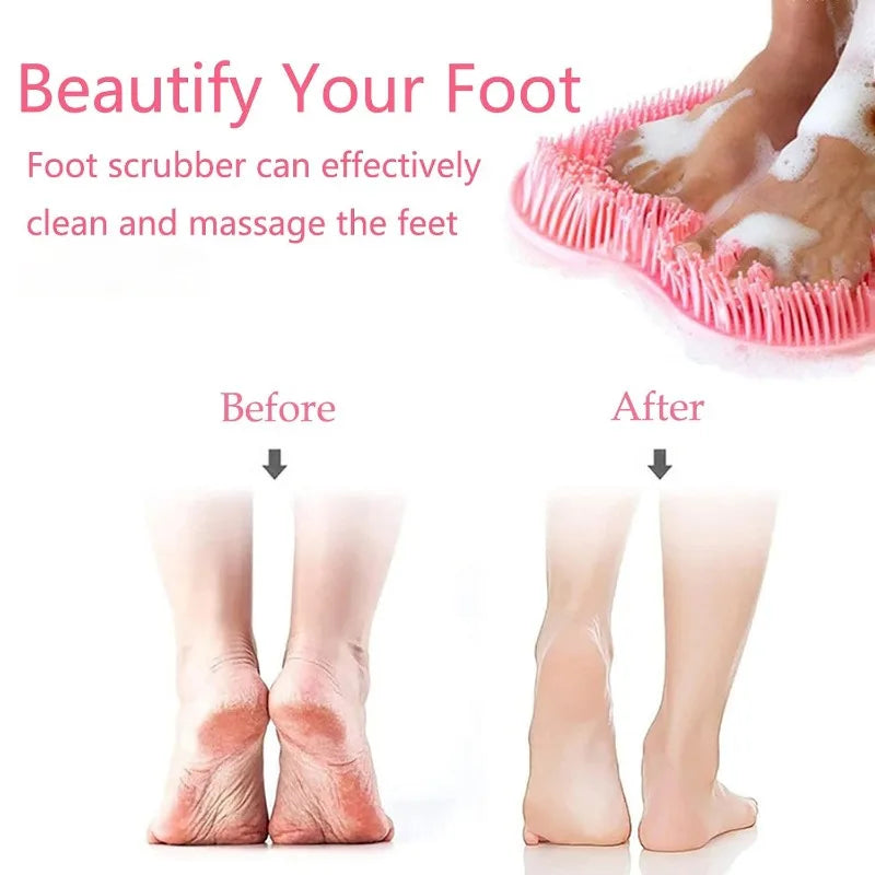 Silicone Shower Foot Scrubber Mat With Deep Cleaning Bristles