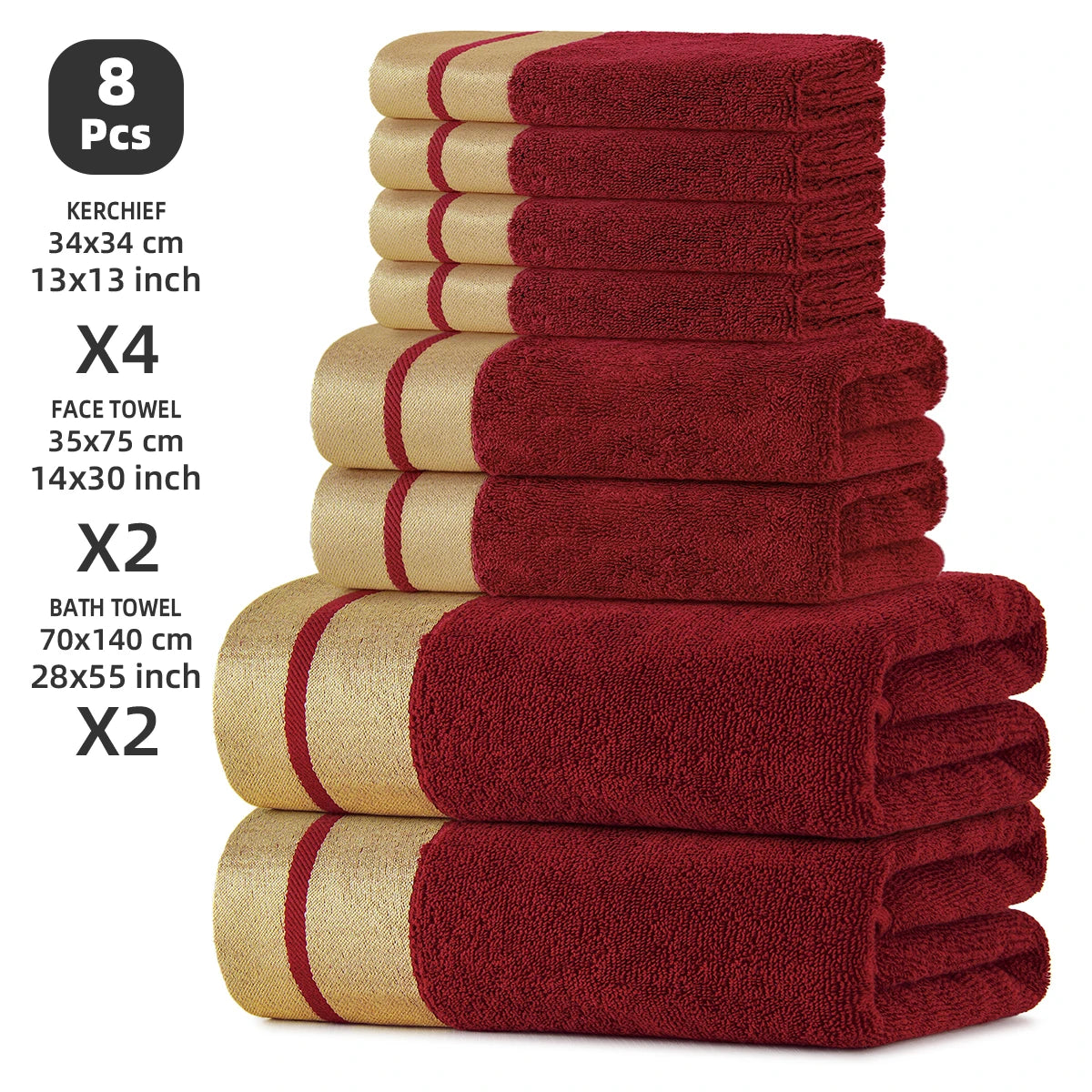 8-Piece Luxury Pure Cotton Bath Towel Set