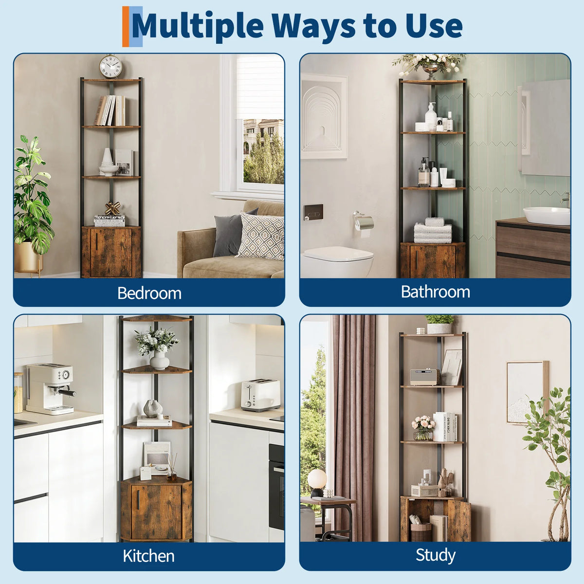 HiMISS Rustic Modern Corner Organizer for Home Storage