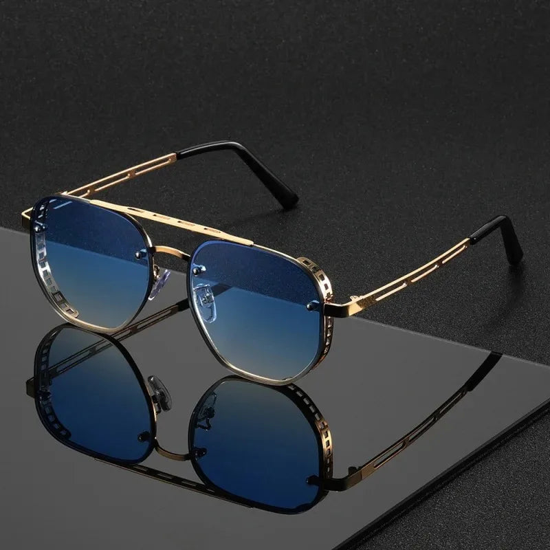 Classic and fashionable double-beam metal sunglasses, high-end, simple and versatile Sun Glasses for Men or Women