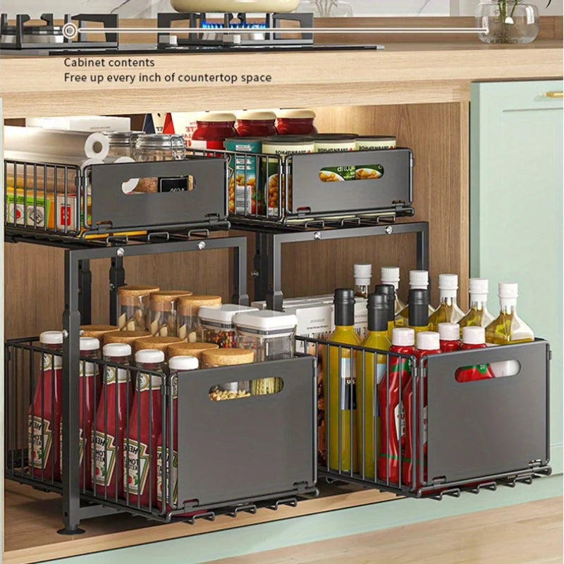 AEHOME Heavy Duty Slide Out Cabinet Organizer For Kitchen