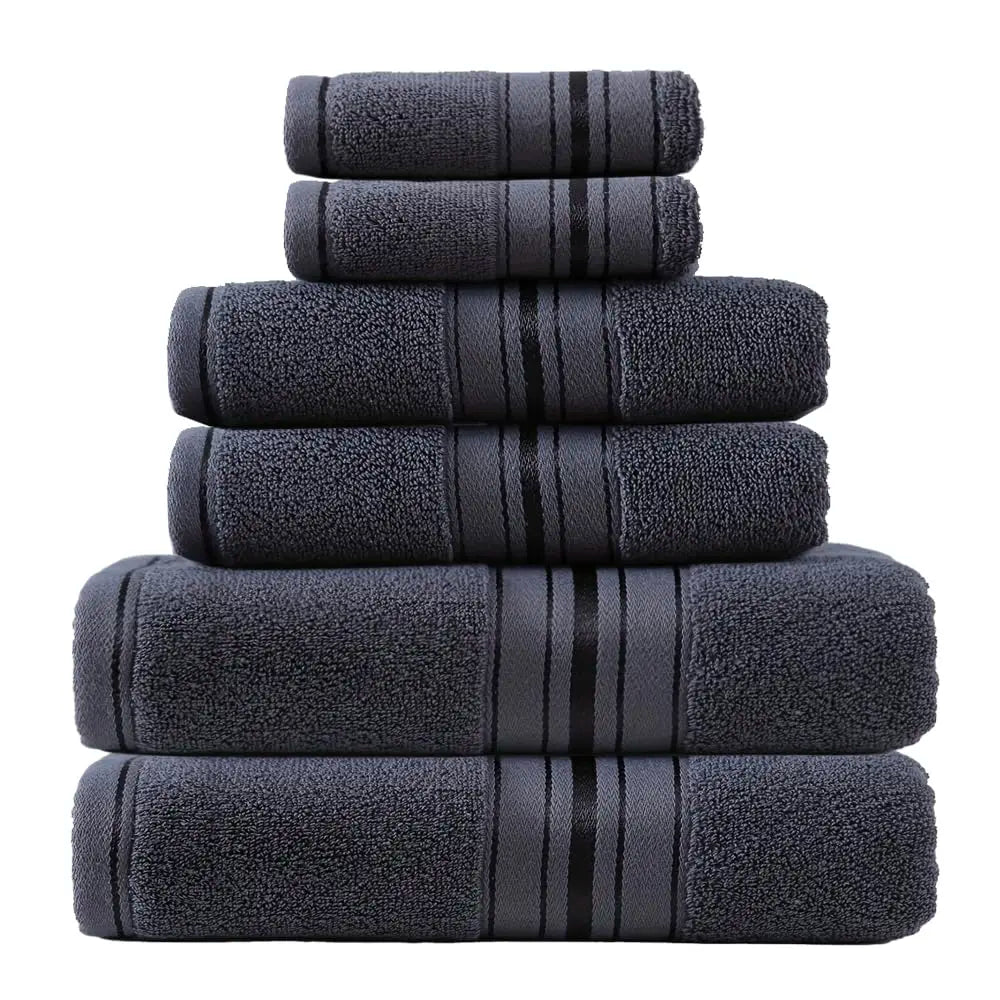 Luxury Cotton Six Piece Absorbent Bath Towel Set Collection