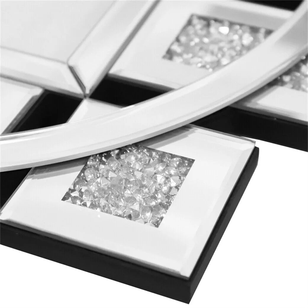 Clock With Crushed Diamond And Beveled Mirror Edge Wall Decor