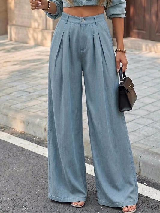 Women's High Waist Pleated Wide Leg Pants