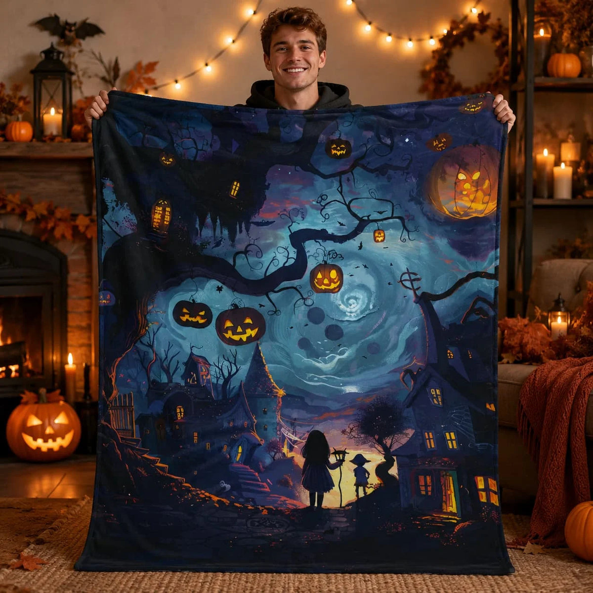 Halloween Printed Throw Blanket For Cozy Seasonal Home Decor