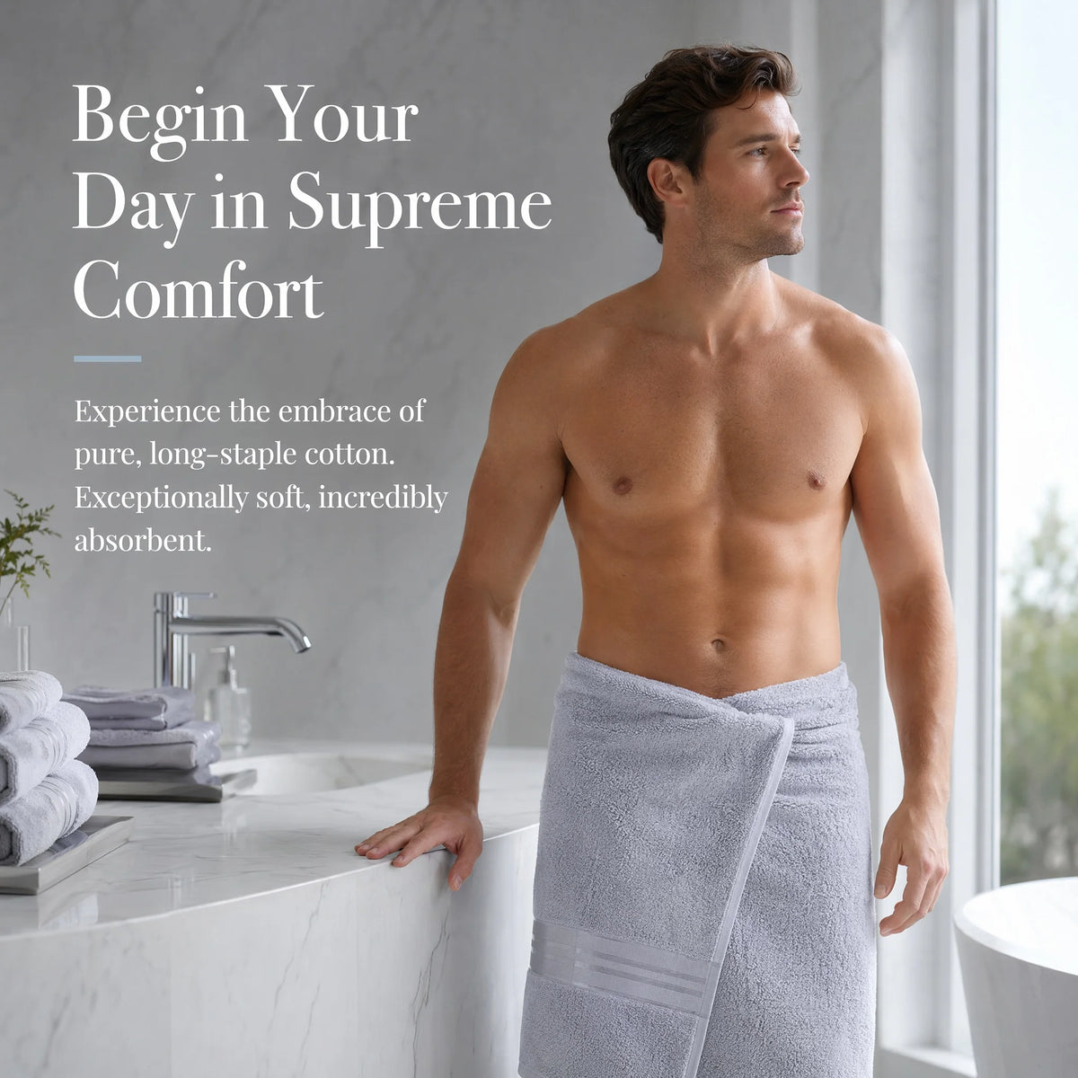 Luxury Cotton Six Piece Absorbent Bath Towel Set Collection