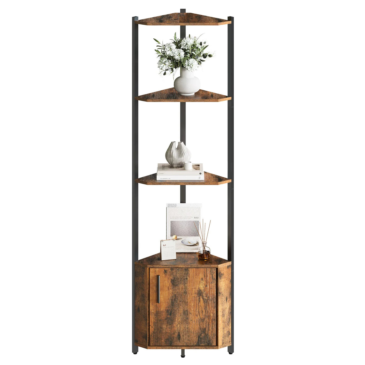 HiMISS Rustic Modern Wooden Corner Organizer Storage Shelf