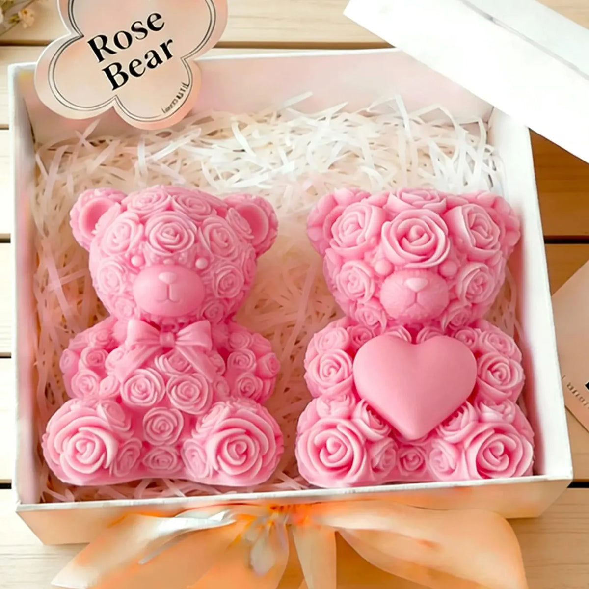 Rose Bear Scented Candle Romantic Heart Shaped Soy Wax Candle