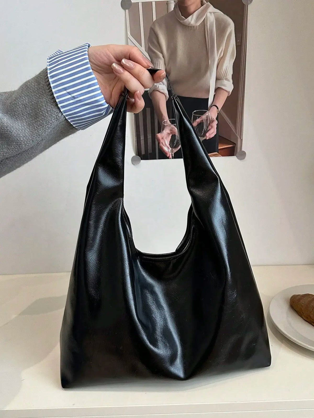 Large Capacity Solid Color Women's Shoulder Bag