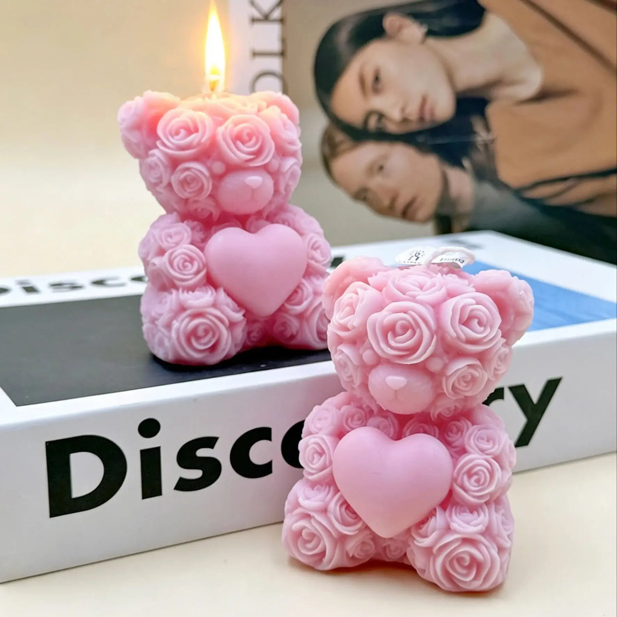 Rose Bear Scented Candle Romantic Heart Shaped Soy Wax Candle