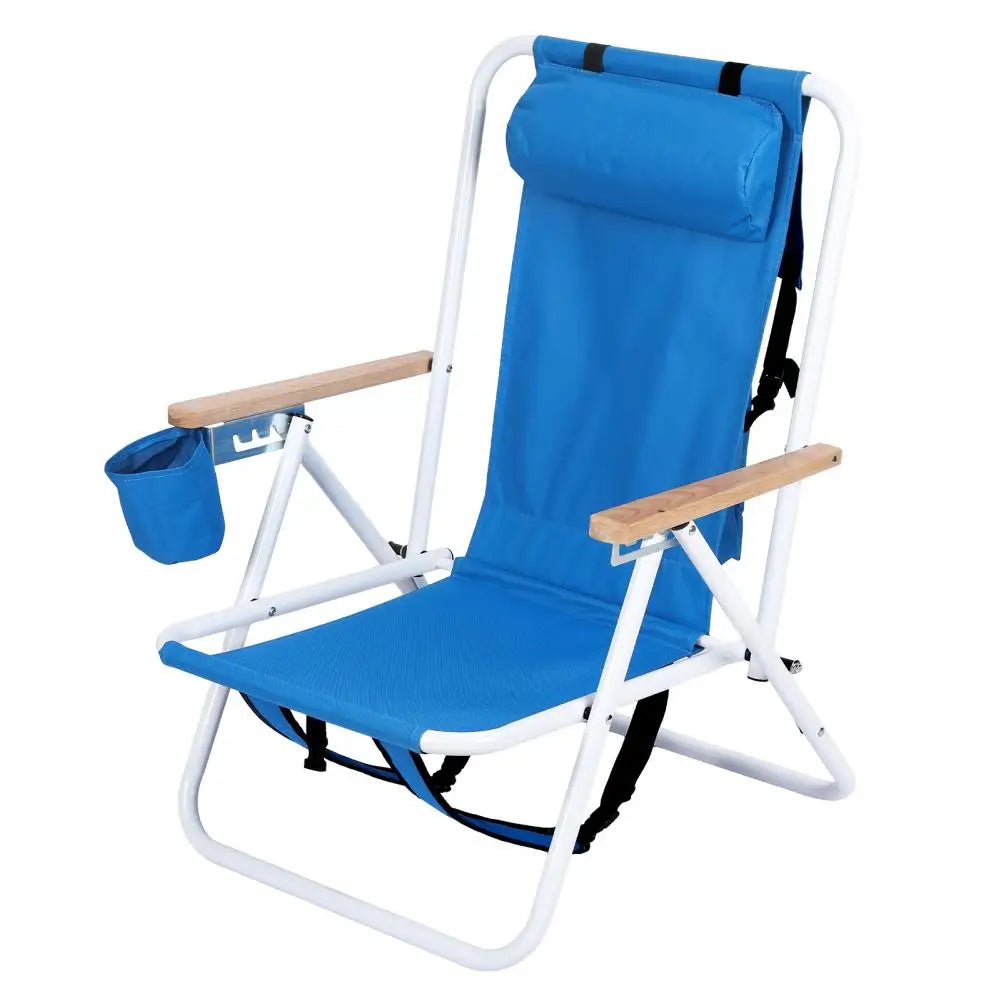 Backpack Beach Chair Folding With Cup Holder Headrest 4 Positions
