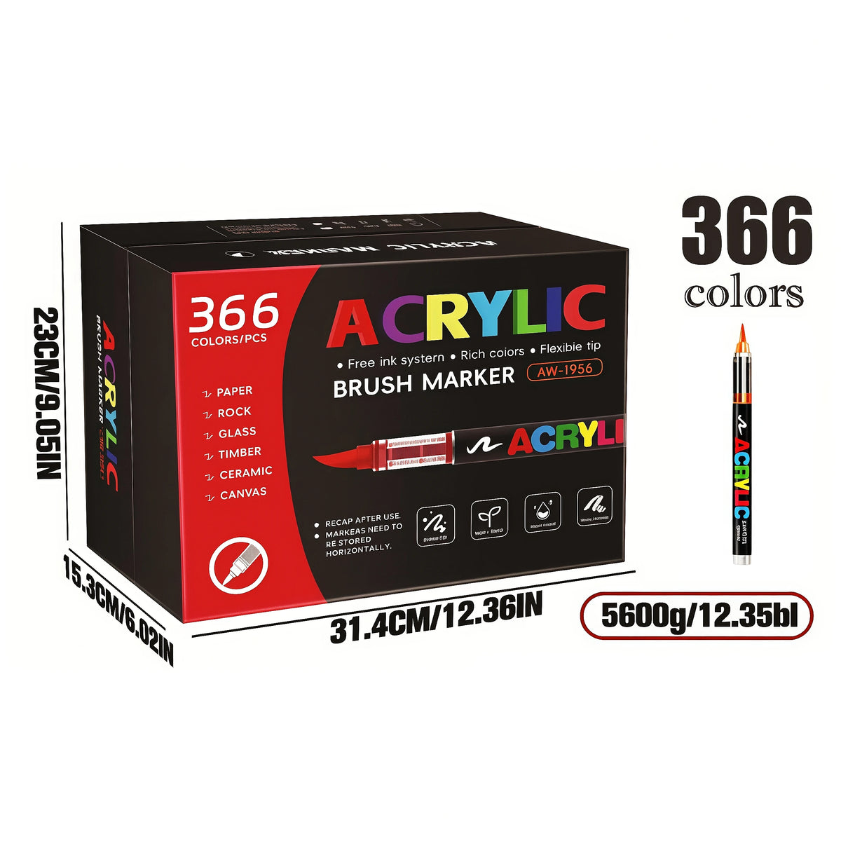 320/366Colors Acrylic Markers Brush Pens for Fabric Rock Painting Pen Stone Ceramic Wood DIY Card Making Art Supplies