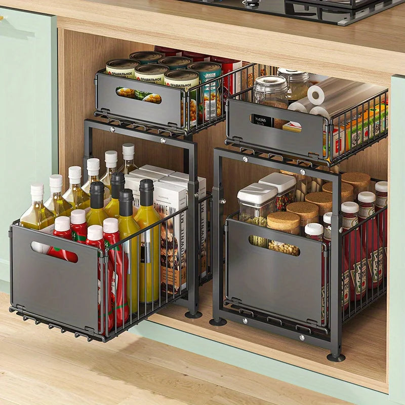 AEHOME Heavy Duty Slide Out Cabinet Organizer For Kitchen