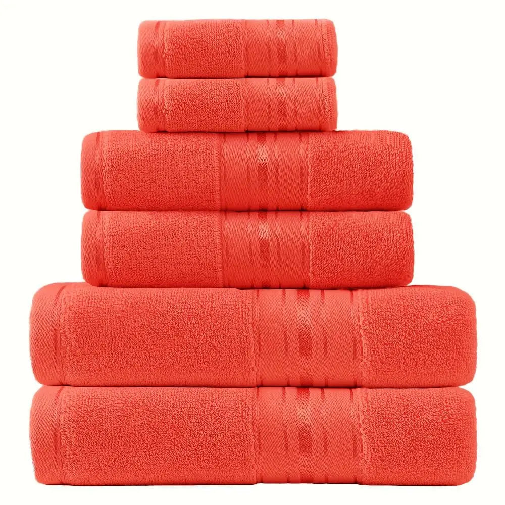 Luxury Cotton Six Piece Absorbent Bath Towel Set Collection