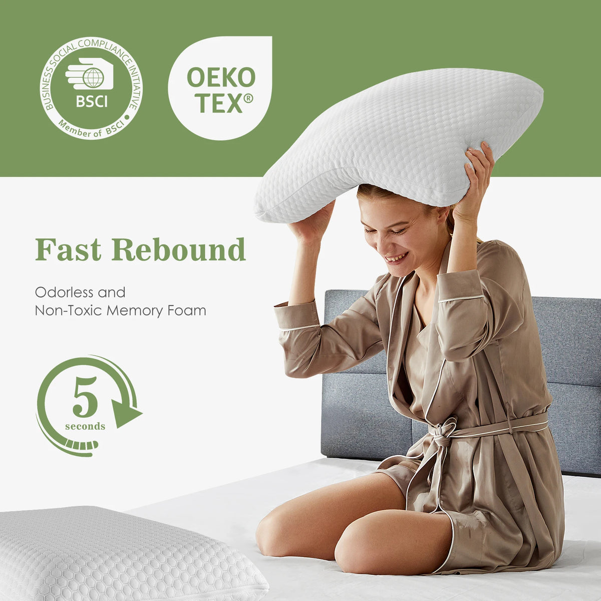 JHK Memory Foam Pillow For Comfortable Supportive Bedding