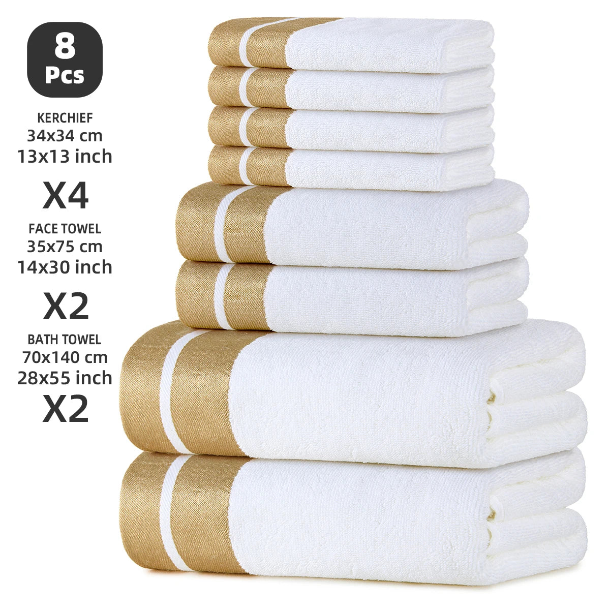 8-Piece Luxury Pure Cotton Bath Towel Set