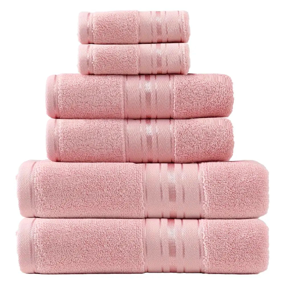 Luxury Cotton Six Piece Absorbent Bath Towel Set Collection