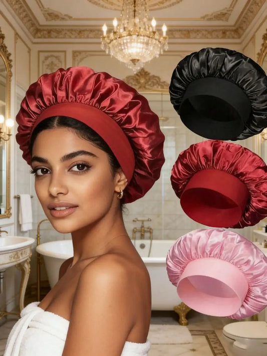 1pc Luxury Satin Silk Sleep Cap, Loose Elastic Headwear, Suitable For Women Hair Care, Unisex Night Hair Care Cap, Comfortable For Home Use, Sleep Cap, Women's Elastic Shower Cap, Adult Unisex Hair Care Cap Suitable For Showe